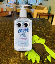 purell bottle with eyes