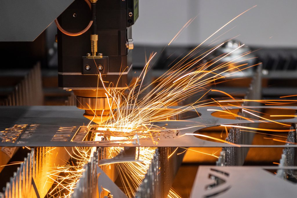 Metal manufacturing process by laser cutting machine.