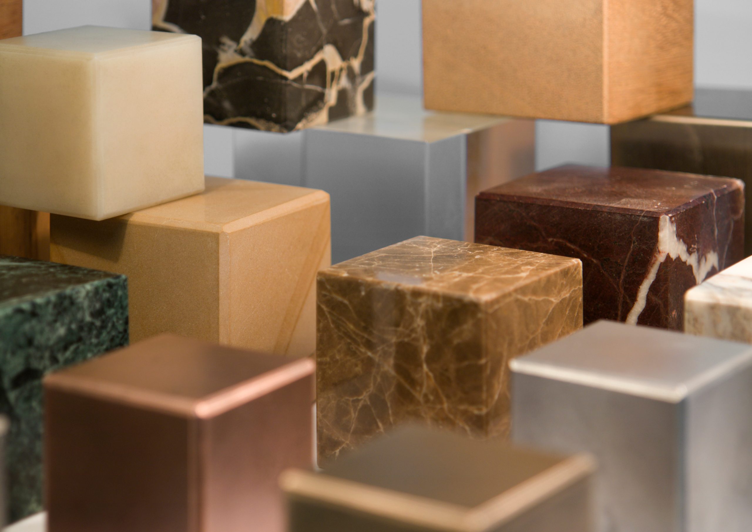 Different materials in form the of cubes