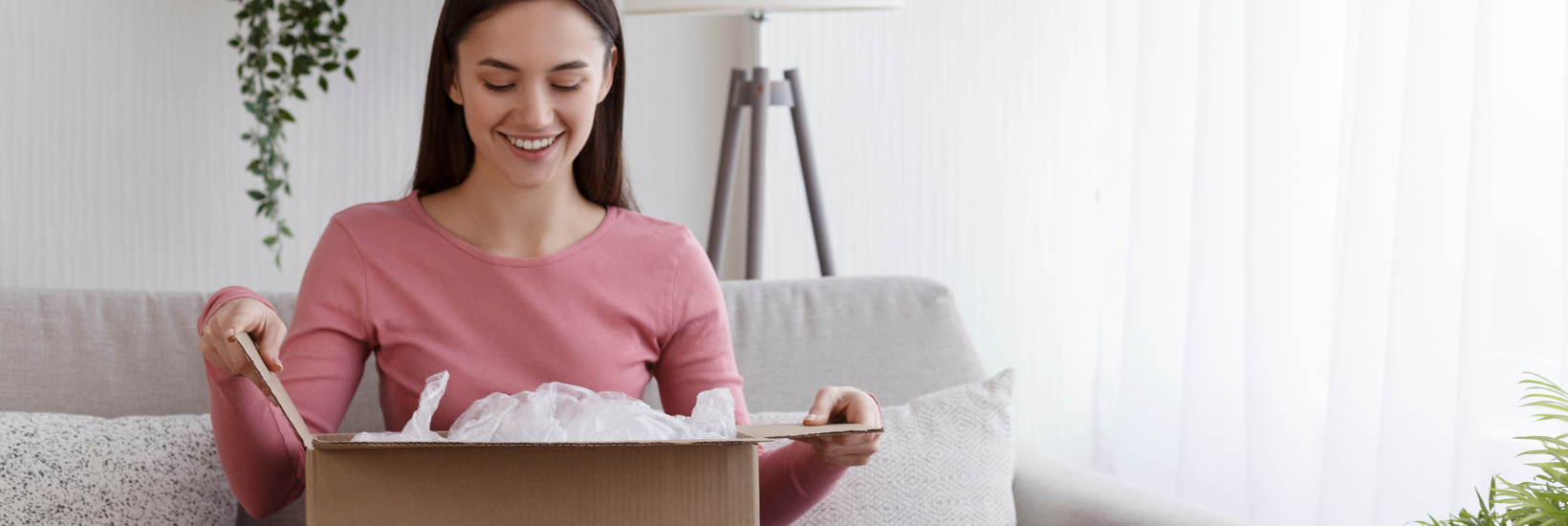 Employée ouvrant un cadeaux