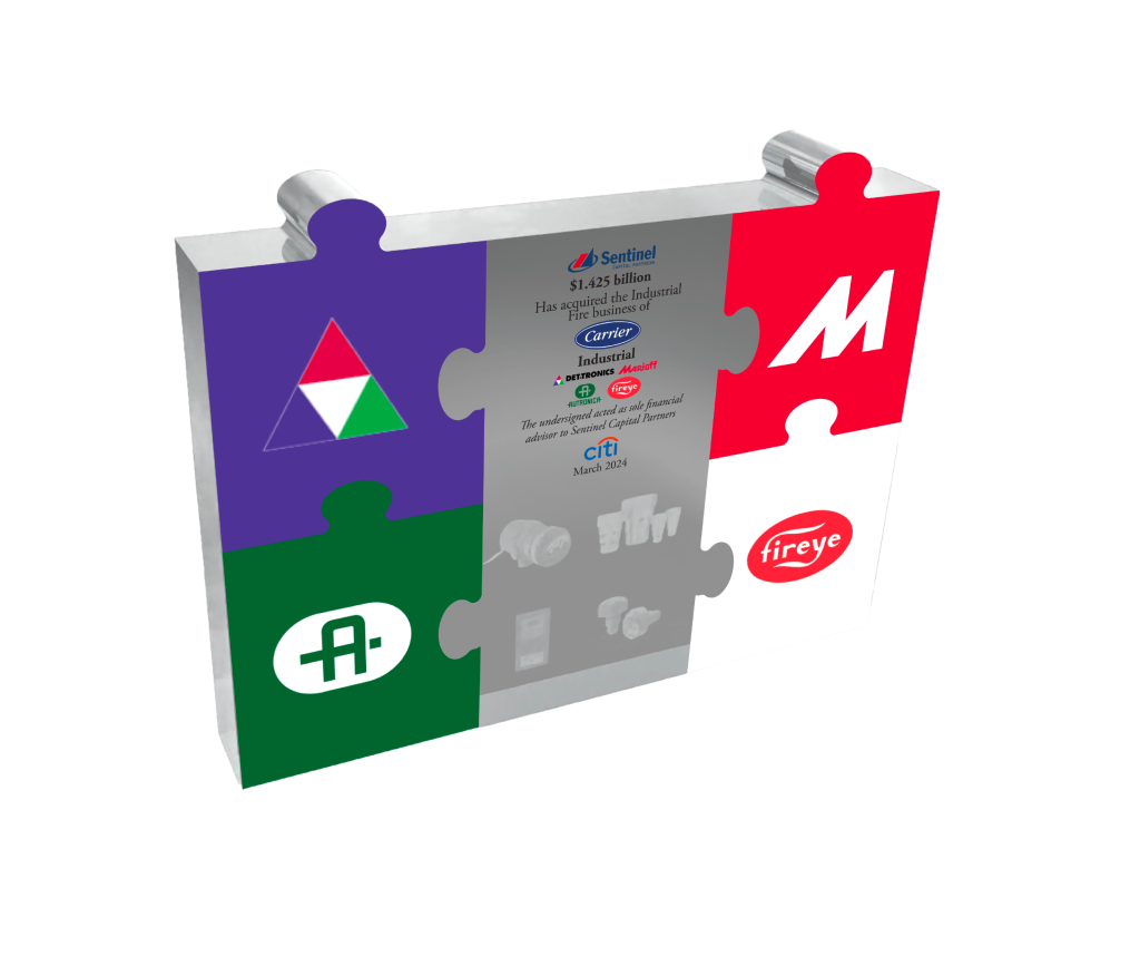 The union of two companies, such as interlocking components or puzzle pieces, to symbolize their coming together in a deal toy