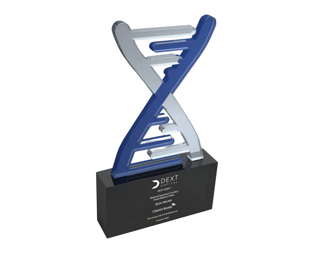 A DNA strand incorporated into a deal toy by using intricate, twisting shapes, 3D-printed designs