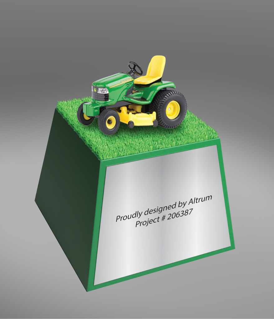 wood, wood deal toy, wood machinery deal toy, lawn mower, silver plate, laser cut grass