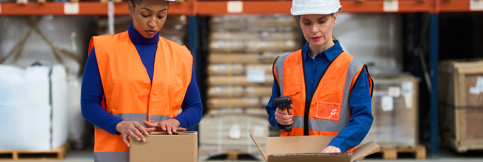 Employees working in a distribution center, one of the many possibility in retail