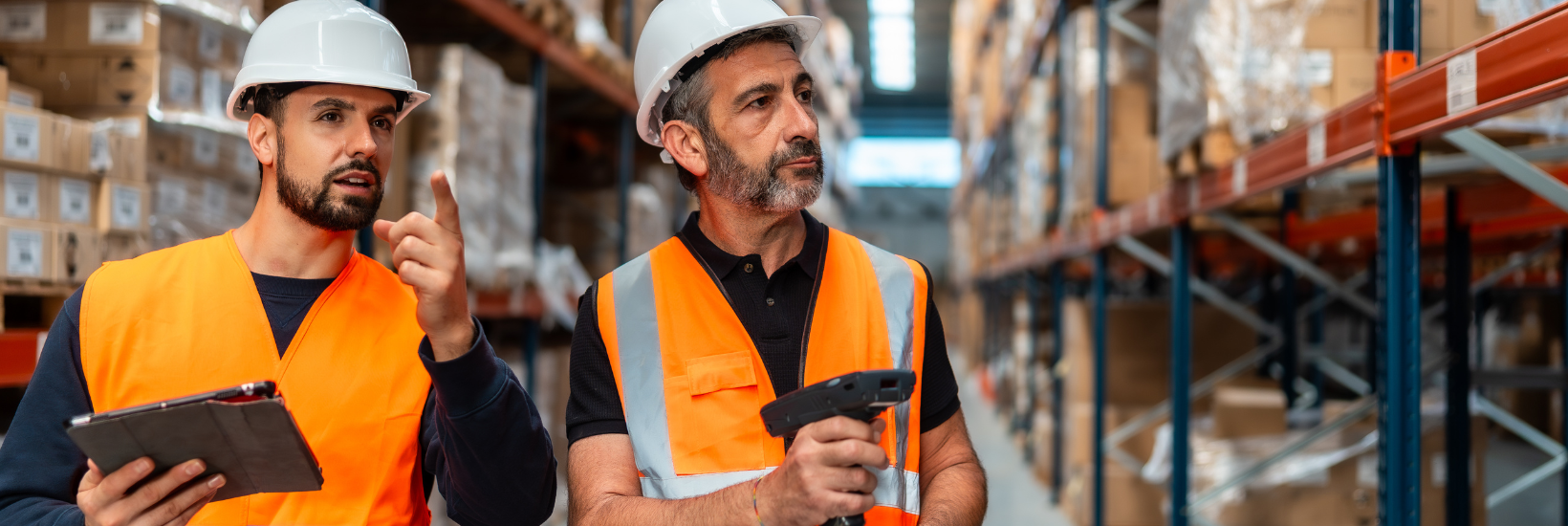 Employés dans un entrepôt faisant l'inventaire