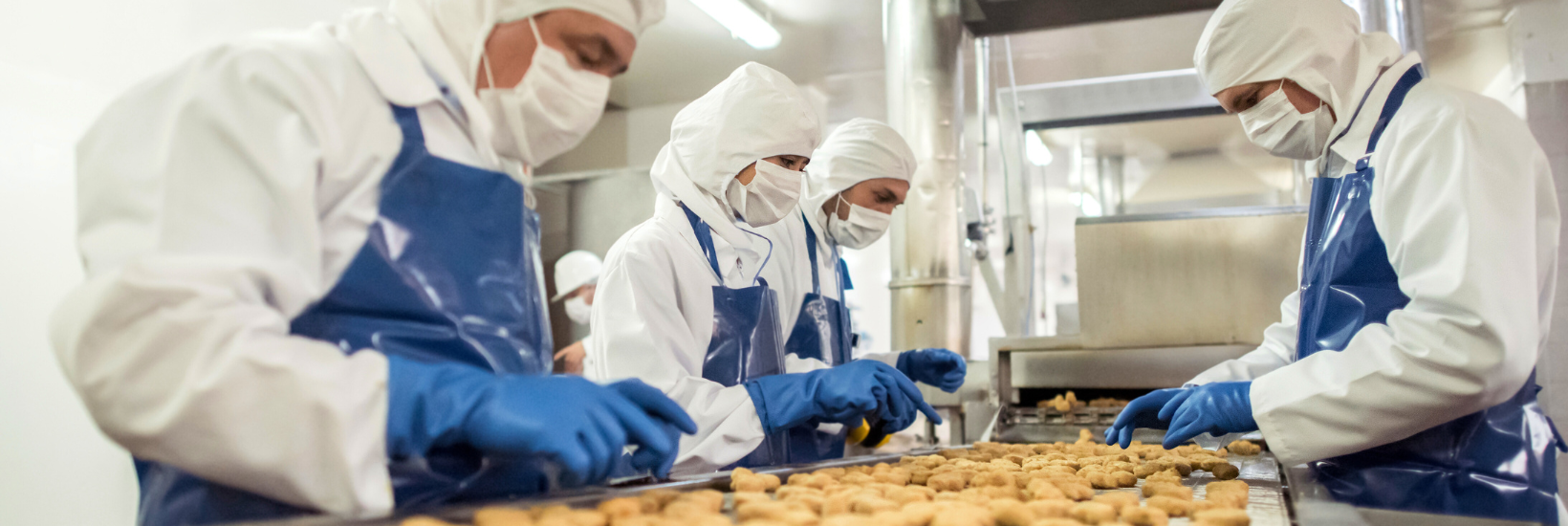 Assembly line worker in a food factory