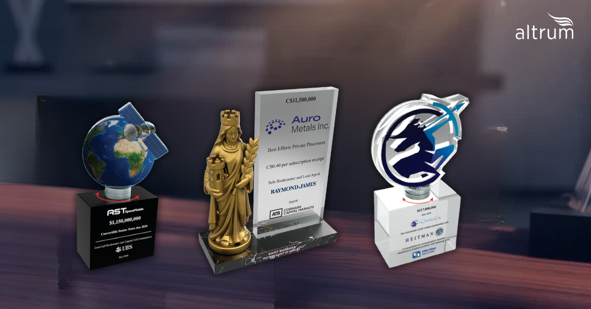 Altrum infographic showing the key components of a custom deal toy and how design, materials, transaction details, and people come together to commemorate a successful deal.